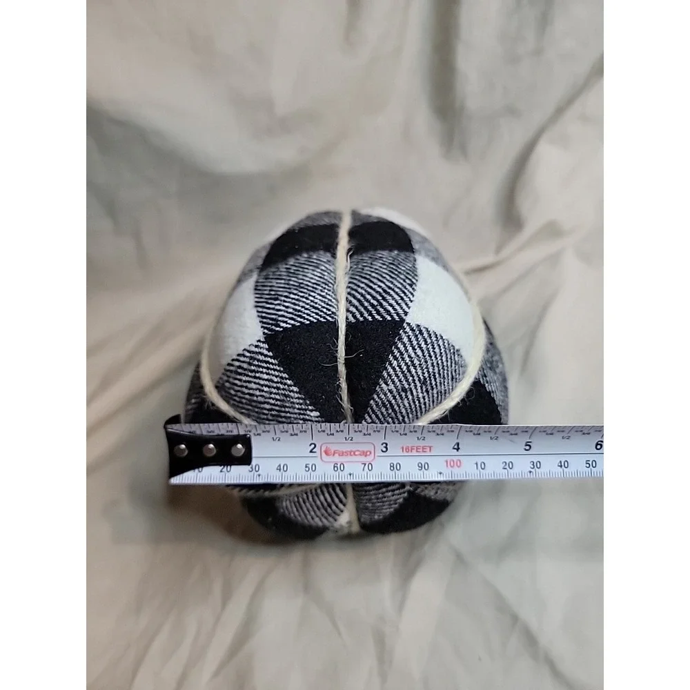 Stuffed Fabric Tall Pumpkin Black & White Large Gingham Print 8.5
